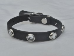 NEW! Made in the USA Black BETA Belt BRACELET Cuff w/Crystal SPOTS Women-Girls