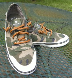 SPERRY Lounge 2 Sneakers- Lace Up Slip On RIPSTOP Camouflage Shoes Women 7