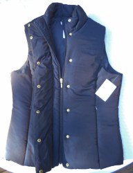 NEW! LIZ & CO. BLUE PUFFER VEST Zipper w/snaps Lightweight Horsey Womens M $60