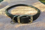 Vintage TOP PAW Rolled Black Leather Collar Adjustable w/buckle to 19.5"