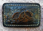 Vintage Rectangular Tooled Leather Brown Belt Buckle Western style-fits 1.5" belt