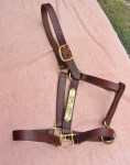 Vintage Brown Leather HORSE Halter Brass Hardware--HORSE Size 