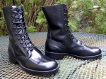 Vintage Mens 1973 VIETNAM War Era US Military Combat Boots Rosearch 9 Eye Black Leather -Chevron Sole-Do not Boil Pads- 8 R