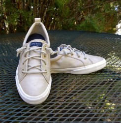 Sperry Top Sider Lace Up Canvas Sneakers Gold Sparkle Lo riders Womens Shoes 9