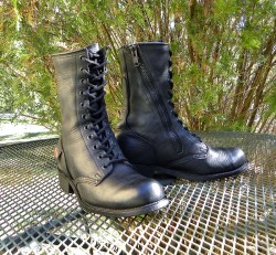 Vintage Harley Davidson 10" Leather Biker Boots Black lace Combat Style Moto Mens 8