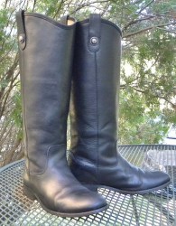 FRYE Black Leather Knee Hi Boots Extended Calf Tall Riding Boots Womens 7B