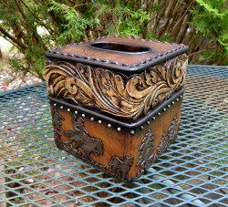 New Rustic Western Cowboys & Leaf Kleenex Tissue Box Cover Barn & country casa Decor