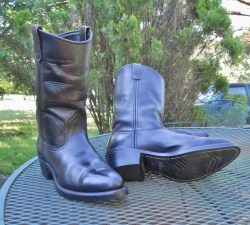 Mens Vintage USA MASON WESTERN Leather Western Boots Union Made Black Ropers Ranch Cowboy Rodeo 8E