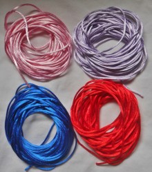 9 Yards of 1.58mm or 1/16" SATIN RATTAIL CORD Your choices of Colors Pink- Lilac- Red- Expresso-Wine