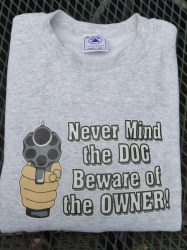 Vintage DELTA USA Gray Sweatshirt with Graphics --Message: "Never Mind The Dog, Beware of the Owner" Top Women XL