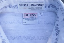 Vintage 1980's Guess USA Georges Marciano Blue Print LS Shirt Logo Patch-100% Cotton YOUTH 8