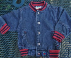 Vintage USA Little LEVIS Denim Baseball JACKET faded Black Jean Varsity Jacket Unisex Kids sz 4--Chest 28