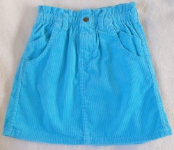 Vintage UNION MADE 80s USA OshKosh B’Gosh Turquoise Corduroy Skirt - Zipped - Paper bag style waist- 100% Cotton Cord Little Girls 6X