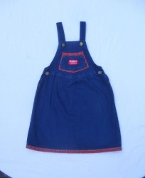 Vintage USA UNION MADE OshKosh B’Gosh Blue Denim Jumper Dress- Shamrock Buttons Girls 6