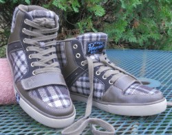 Penguin ORIGINAL Cool PLAID SNEAKERS Lace Up High-Top Shoes leather Accents Mens 8