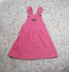 Vintage USA Union Made OshKosh B'Gosh Pink Jumper/Dress CORDUROY Bib Skirt Buckles-Shamrock Rivets Girl 4