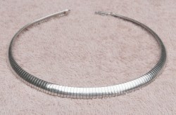 Vintage 925 STERLING SILVER (Italy) CHOKER -8mm Omega Domed 16" Necklace Lobster Clasp- Solid 42g