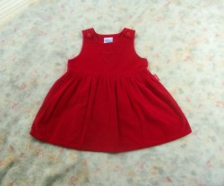 VINTAGE Osh Kosh B'gosh Crimson VELVET Jumper/Dress 100% Cotton Baby Girl 24 mos