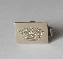 Vintage STERLING SILVER 925 Tie CLIP Clasp 15mm X 10mm Rectangular Face with engraved Crown