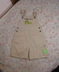 GENUINE Vintage Franklin The Turtle Bib-front Shorts/Shortalls -Khacki Buckled w/Turtle Embroidery & Emblem Kids 7