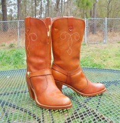 Vintage 70s USA ACME Leather Harness BOOTS Western Diva Fashion Rockabilly Cowboy Boots Womens 6M