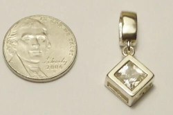 Vintage 925 STERLING Silver PENDANT/ 20" Chain 925--Princess Cut CZ in Open Box Setting -Hallmarked mw