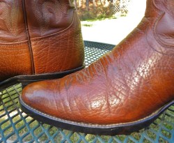 Vintage Justin USA All Leather Western 12" tall Boots Brown Bullhide Feet New 1/2 Soles Men 8D