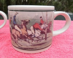 Set of 5 1970's POLO Ralph Lauren Mugs--Antique Polo Players Graphics--10oz Horsey Mugs