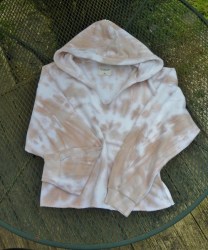 Vintage Abercrombie Fitch popover HOODIE-- SOFT Tie-dyed Sunburst V-Neck Cropd Womens M- Chest 46""