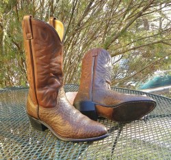 Vintage USA UFCW BULLHIDE Leather Western Boots Union made Minimalist Brown Boots Men 10D- Thorogood?