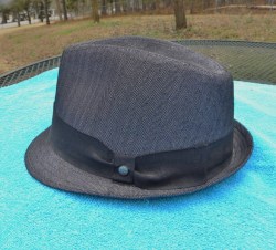 STETSON Manhattan Fedora Jazz Hat Gray Herringbone Short Brim size Small-Medium