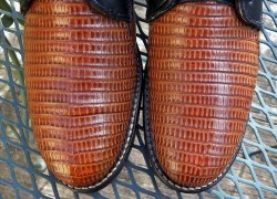 Vintage USA Dan Post EXOTIC Leather Western PADDOCK Boots--8" Lizard Lace Up Ropers Womens 6M