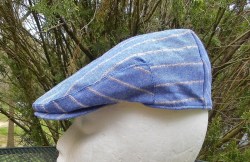 STETSON NOS Blue Linen Golf CAP Summer Striped denim look sporty newsboy Hat size Medium