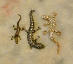 Vintage LOT of 3 GECKO LIZARD Pins Brooches--Nice Southwestern costume jewelry