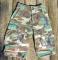 Vintage US Military Issue Camouflage Cargo CUTOFF SHORTS-Wonderfully Trashed Woodland Camo-- Waist 28.5 in