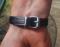 New! BRACELET Handmade in the USA Genuine Black LEATHER Belt Bracelet-Minimalist Cuff Stainless Steel Buckle MadmattX