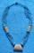 Vintage 20 Strand Turquoise blue tiny Bead NECKLACE Handmade Carved Bone & Wooden Beads-27"