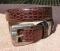 Vintage USA Brighton 1.25" Brown Leather Belt Mock-croc Silver Hardware Ladies S AS-IS