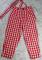 Vintage 1980's ESPRIT Kids Strapped Pants Red & White Checked-Red Heart Buttons- Tapered Legs Slacks Girls sz 7--waist: 23-26""