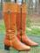 Vintage BRIGHTON Italy Leather 16" Western Diva BOOTS Saddle Tan-Moc Croc/Silver Embellishments Womens 8M