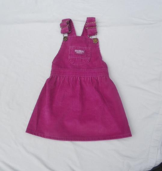 Vintage USA UNION Made OshKosh B&rsquo;Gosh CORDUROY Jumper bib skirt w/Buckles/Shamrocks Toddler Girls 3T