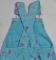 Vintage USA OshKosh B’Gosh Aqua Paintbrush Print JUMPER/Dress CORDUROY Buckles/Shamrock Rivets Little Girls 6