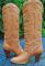 Vintage Brazil Custom made Chaps Tan Leather Boots Quilted fashion Diva Womens 6m