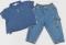 Vintage Baby Gap 2 PC CARGO Jean Pant Set--Polo Gap BEAR Logo Top-blue denim Jeans- 2T