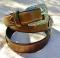 Vintage FOSSIL 1" Western Leather CONCHO BELT- Brown w Conchos-Ornate Silver Buckle size L 36
