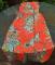 Vintage USA 1960's CIRETTE of California Long Dress Tangerine Orange Paisely Print Women Juniors XS