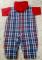 Vintage Osh Kosh B'Gosh Plaid Jumpsuit Hoodie Red Blue & White Madras-Tapered/Snapped Legs Baby 18 Mos