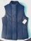 NEW! LIZ & CO. BLUE PUFFER VEST Zipper w/snaps Lightweight Horsey Womens M 