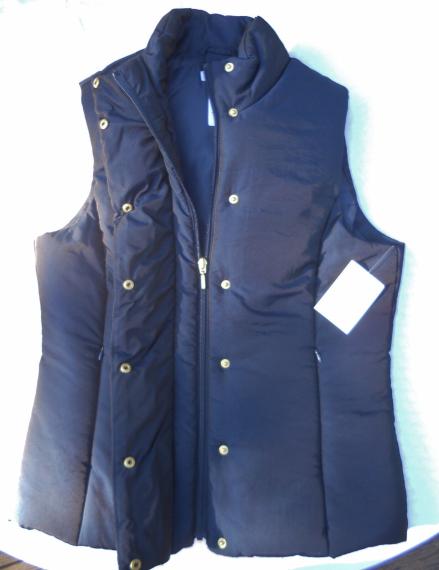 NEW! LIZ & CO. BLUE PUFFER VEST Zipper w/snaps Lightweight Horsey Womens M 