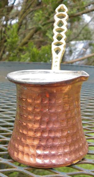 Vintage Turkish hammered Copper Coffee Pot Greek Ibrik-- mini-5 oz